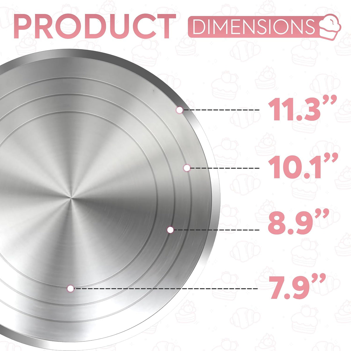 12 Inch Silver Aluminum Alloy Revolving Cake Stand