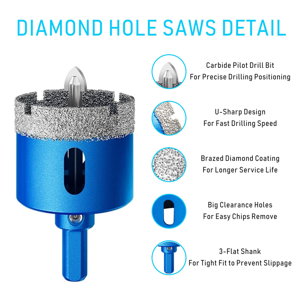 TurstAid Diamond Hole Saw 3-1/2 Inch with Pilot Guide Drill Bit - Performance Diamond Tile Hole Saw for Porcelain, Glass, Marble, Ceramic