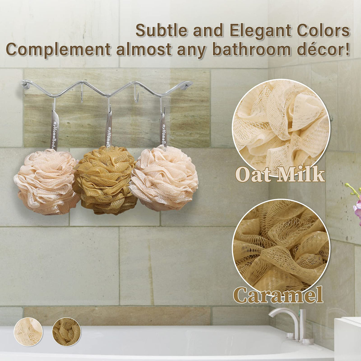 Large 70g Loofah Sponge, 2 Oat Milk + 1 Caramel, 3 Pack