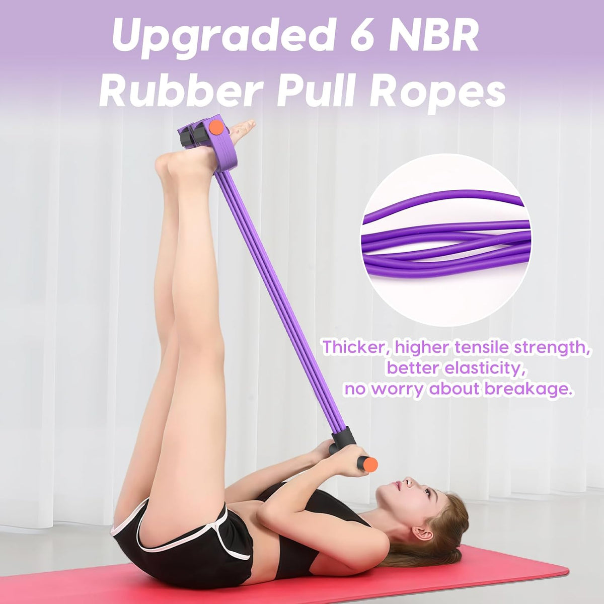 Resistance Bands with Handles, 6-Tube Elastic Pedal Resistance Bands for Working Out, Durable Natural Rubber Exercise