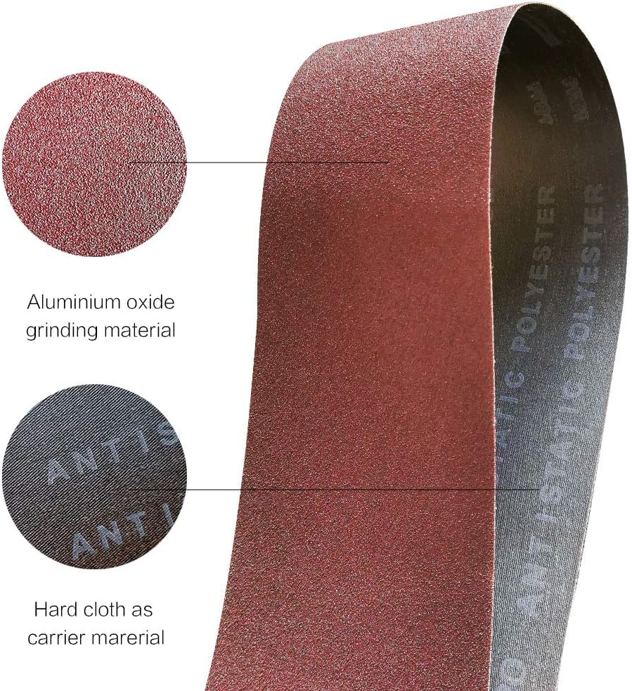 6 x 48 in 6x48 Sanding Belt Pack 6-Inch x 48-Inch,6 Pcs(2 Each of 80 120 150 Grits) Aluminum Oxide for Sander