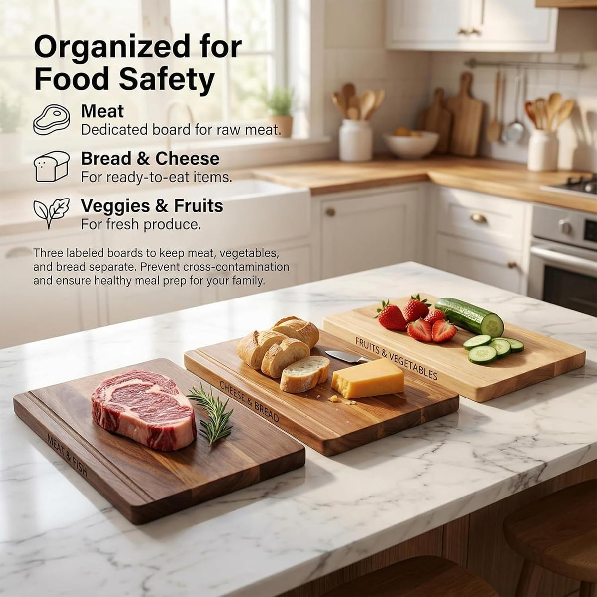 Book Cutting Board Set - Food Safe, Non-Slip Chopping Boards for Kitchen Organization and Stylish Serving,Acacia Wood
