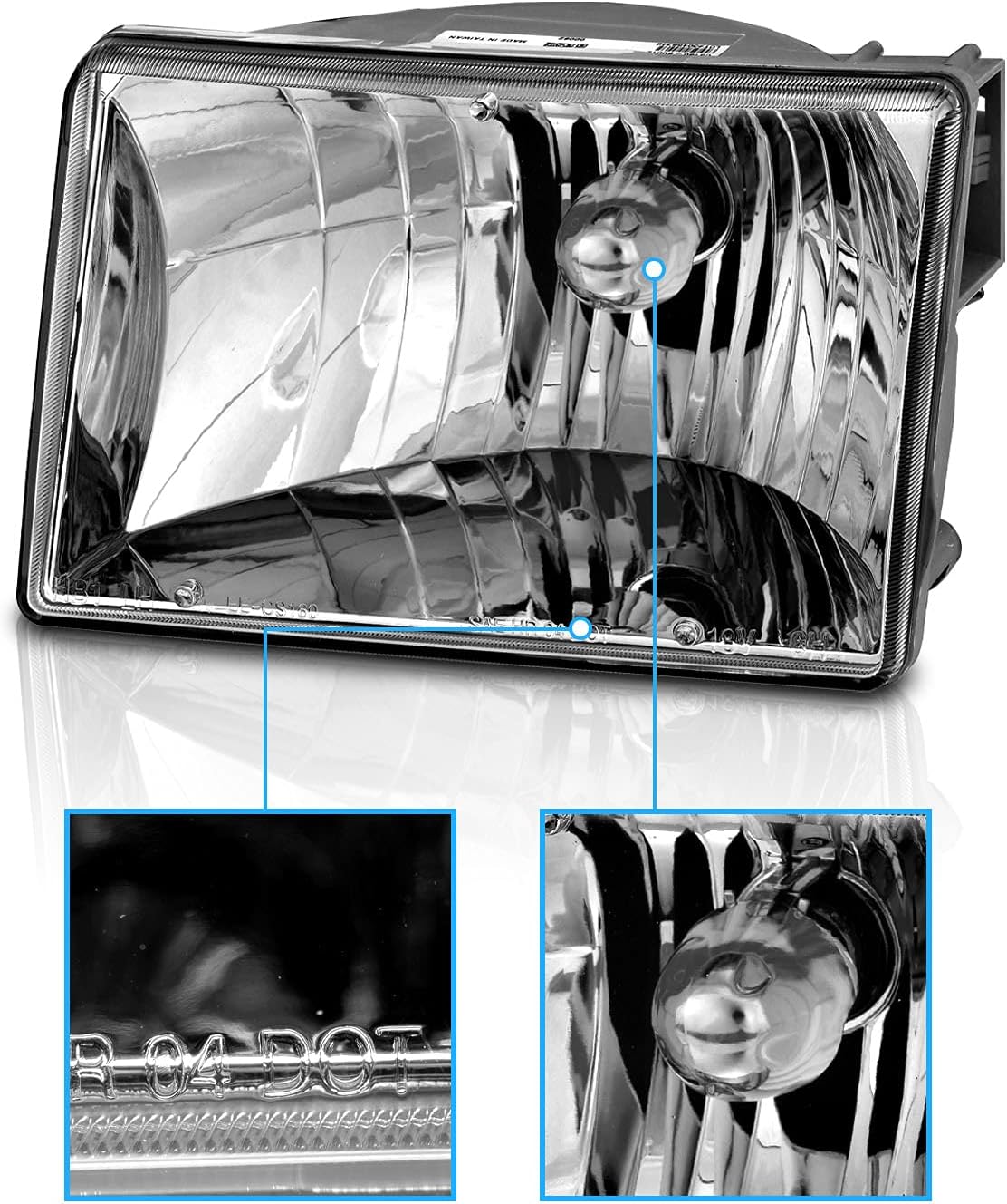 AmeriLite for 1993-1998 Jeep Grand Cherokee Replacement Crystal Chrome Main Kit Headlights Assembly Pair - Driver and Passenger Side