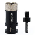 DKIBBITH 1 Inch Dry Diamond Core Drill Bits, 25mm Tile Vacuum Brazed Angle Grinder Hole Saw for Porcelain Ceramic Granite Brick Concrete with 5/8-11 Thread to 3/8” Hex Shank Adapter, Black