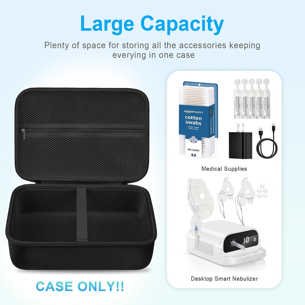 BOVKE Hard Case for Smart Digital Nebulizer for Breathing Problems, Black