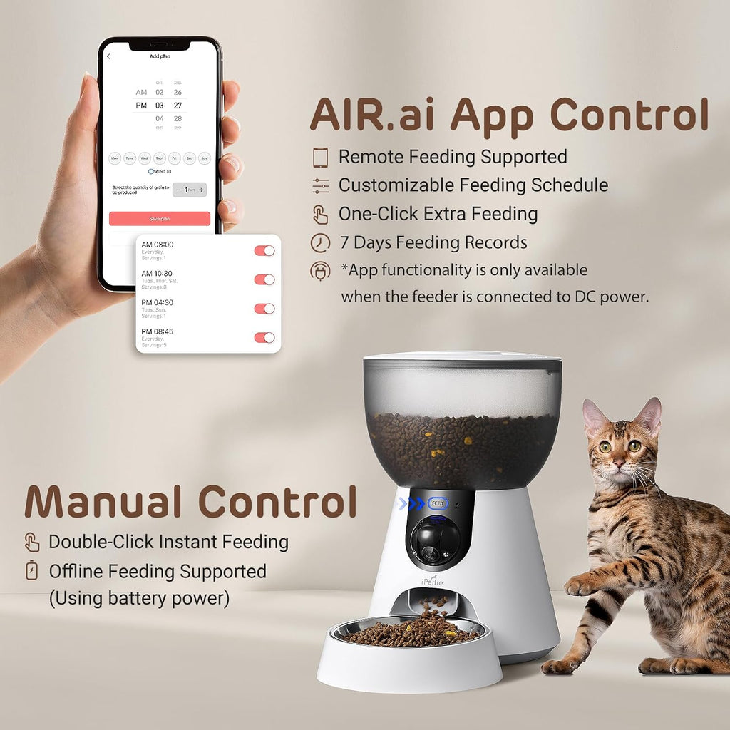 F4-C Smart Automatic Pet Feeder with 160° Wide-Angle Camera, 5G WiFi Connectivity, 2K HD, Motion & Sound Detection