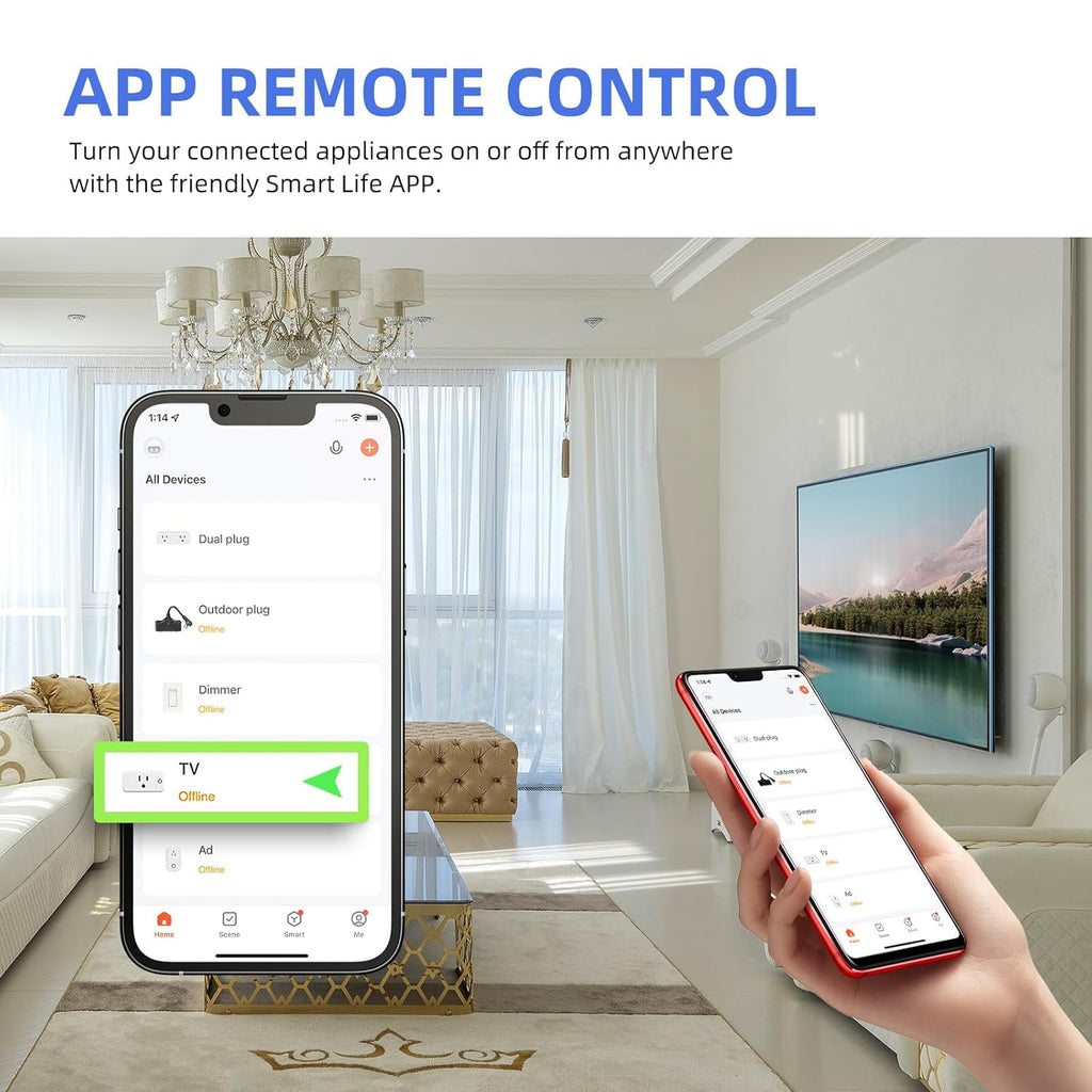 Smart Outlet Plug 15A, Alexa, Google Home, App Control, 2.4G WiFi, 4-Pack | Timer Function & Group Control