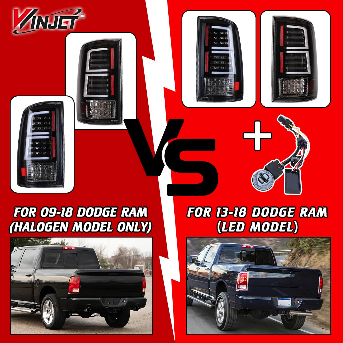 Winjet Tail Lights Converter Wire Kit for 2013-2018 RAM 1500/2500/3500