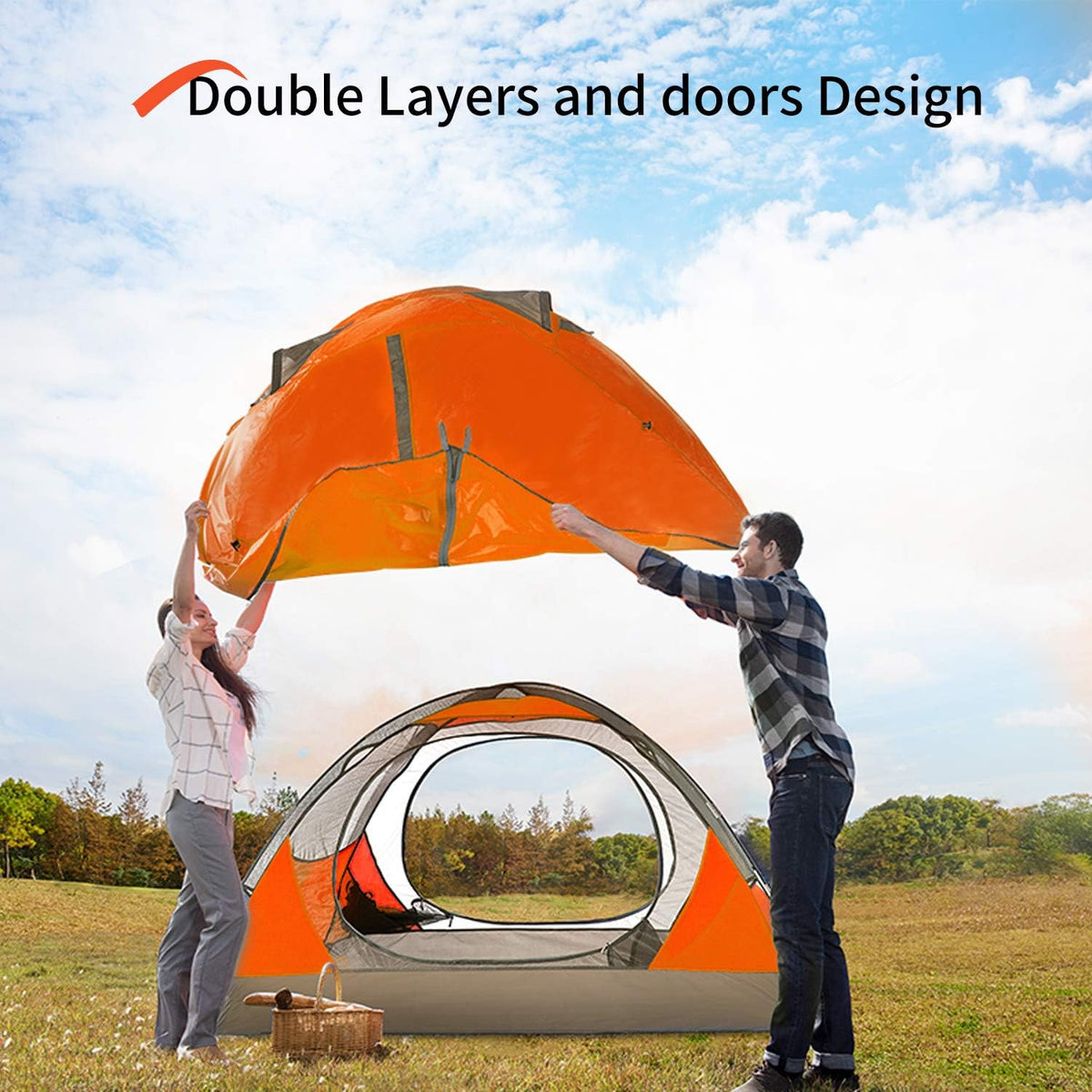 4 Person Backpacking Tent with Matching 4 Person Tent Footprint,Easy Setup Tent with Waterproof Camping Tarp for