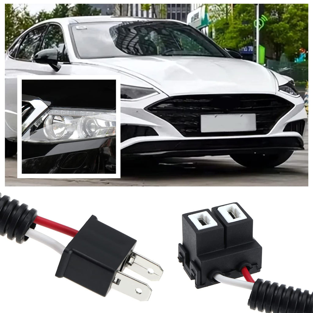 ECSiNG 2PCS H7 Car Headlight Adapter Fog Light/Plug Extension Connector Ceramic Adapter Cable Wiring Harness Socket for Headlights/Fog Light Bulbs HID LED/SMD