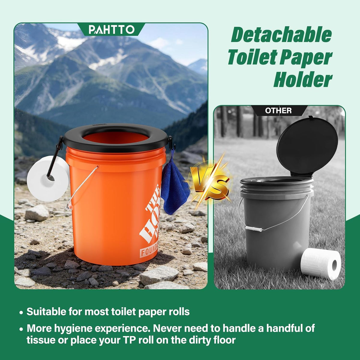 Bucket Toilet Seat, Portable Toilet Seat for 5 Gal Buckets, Camping Toilet Seat, Snap-on Toilet Seat for Outdoor