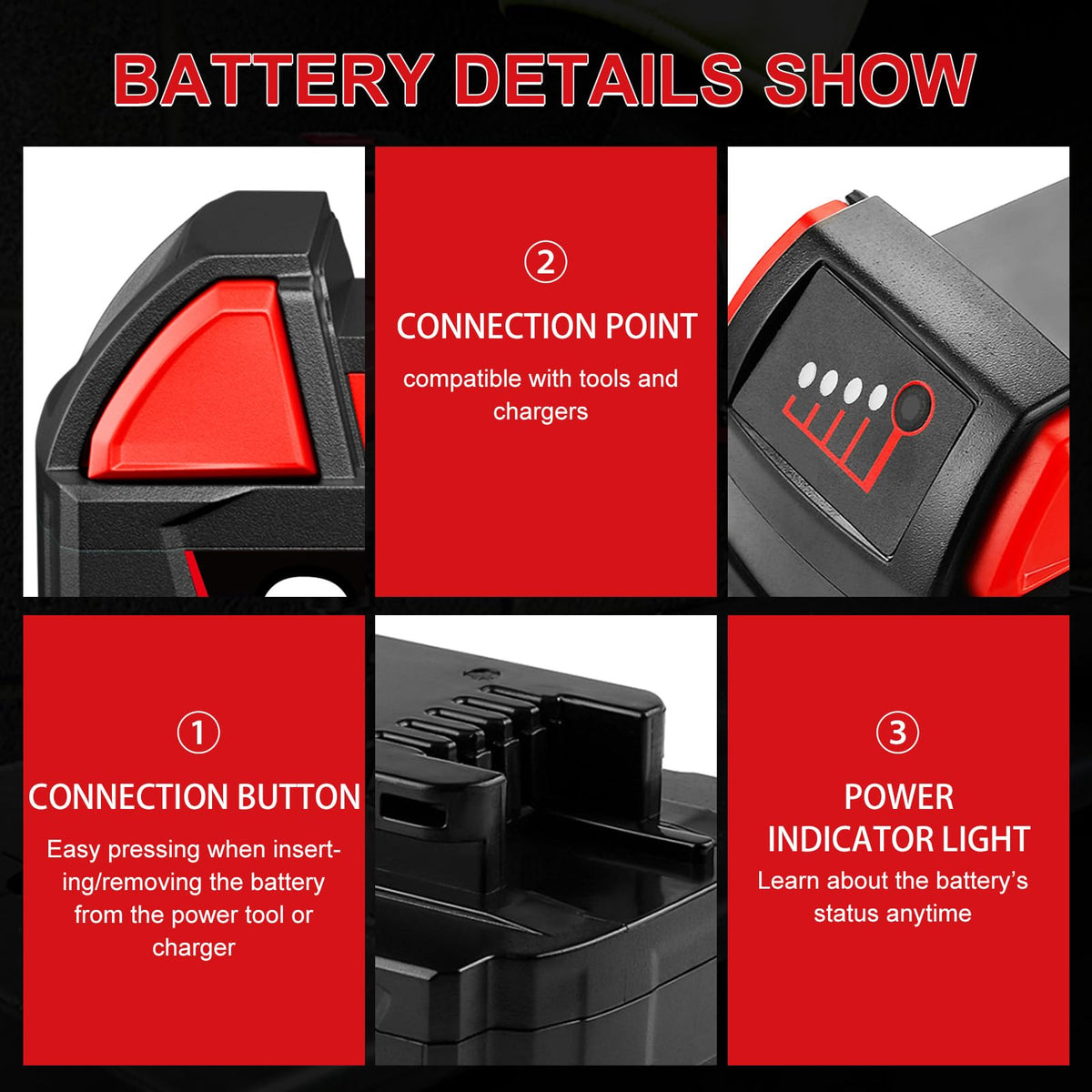 2-Pack 8.0Ah 18V Lithium Battery Replacement for Milwaukee 48-11-1840