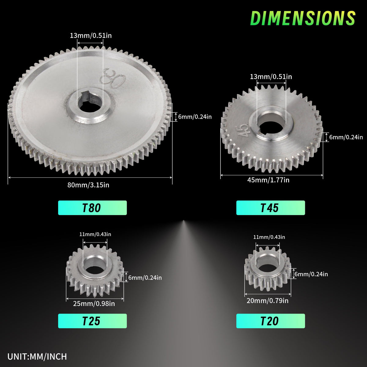XUNKUANER 5PCS Metal Steel Gears For CJ0618 Lathe Accessories Replacement