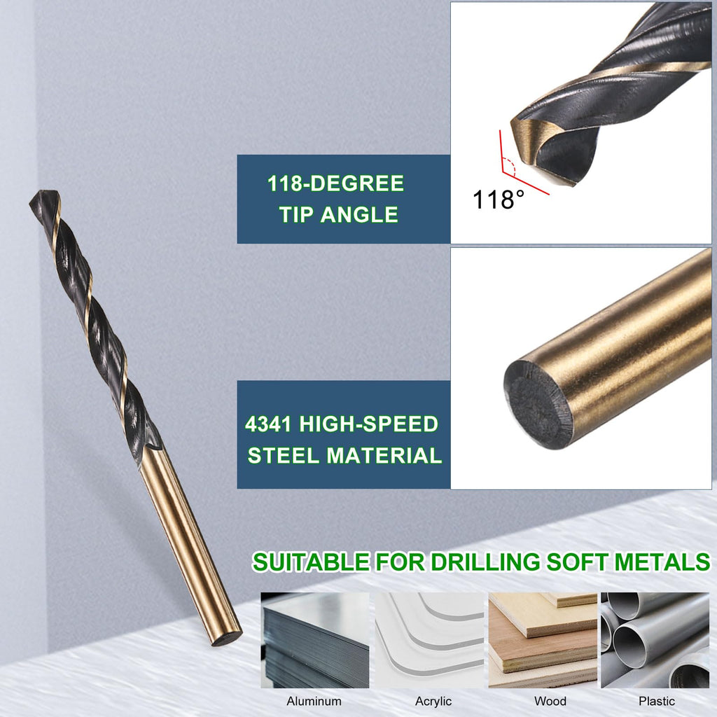 METALLIXITY Drill Bit (6.2mm) 4341 High-Speed Steel Black & Gold 5Pcs
