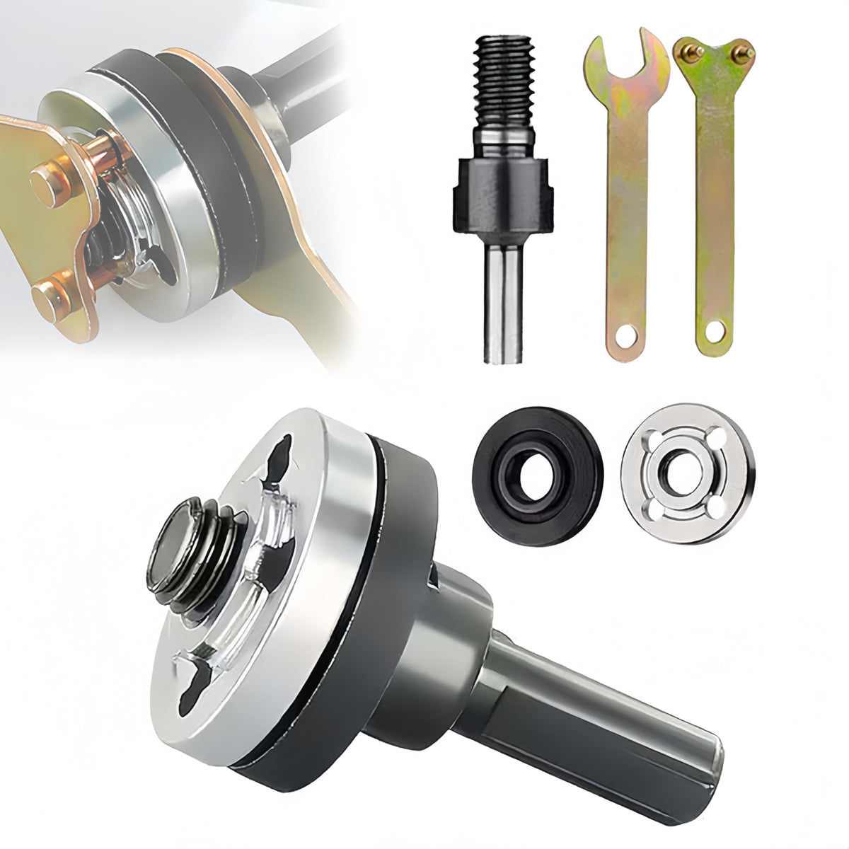 Electric Drill Angle Grinder Connecting Rod Set, 2026 New Angle Grinder Tool Drill Arbor Mandrel Adaptor with Replacement Grinder Nuts and Spanner Wrench Conversion Tool