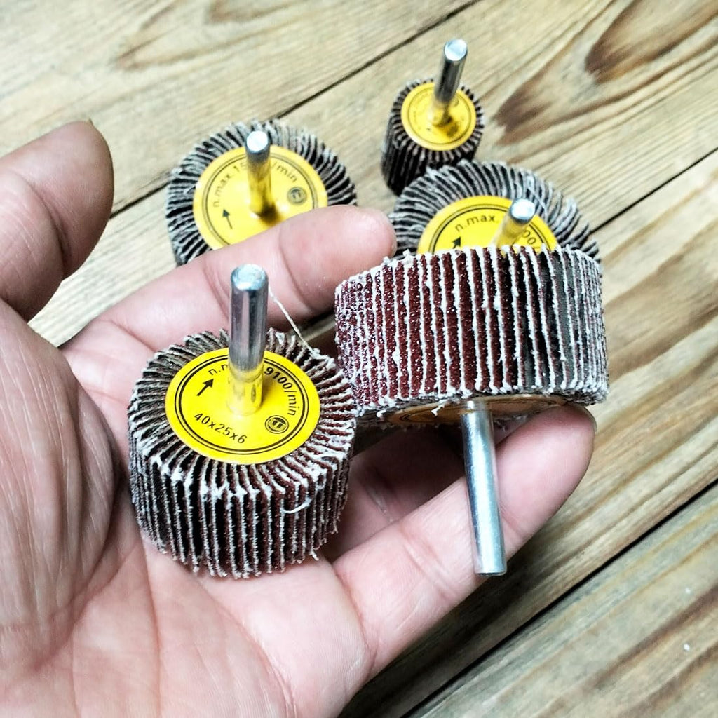 JUNLIXN 10 Pcs 1/4'' Shank Abrasive Flap Wheels Sander (25/30/40/50/60mm)
