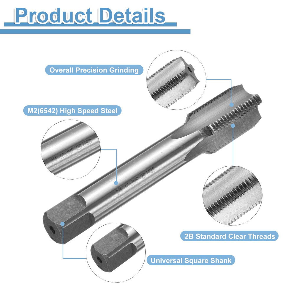 uxcell Hand Bottom Tap 3/4-16 UNF 2B Thread Bottoming Style Threading Tap