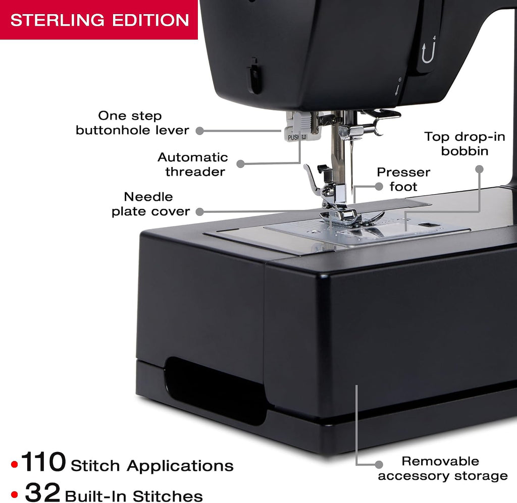 4432 Sterling High Speed Heavy Duty Sewing Machine + Accessory Kit | 32 stitches deliver 110 applications, 50% more