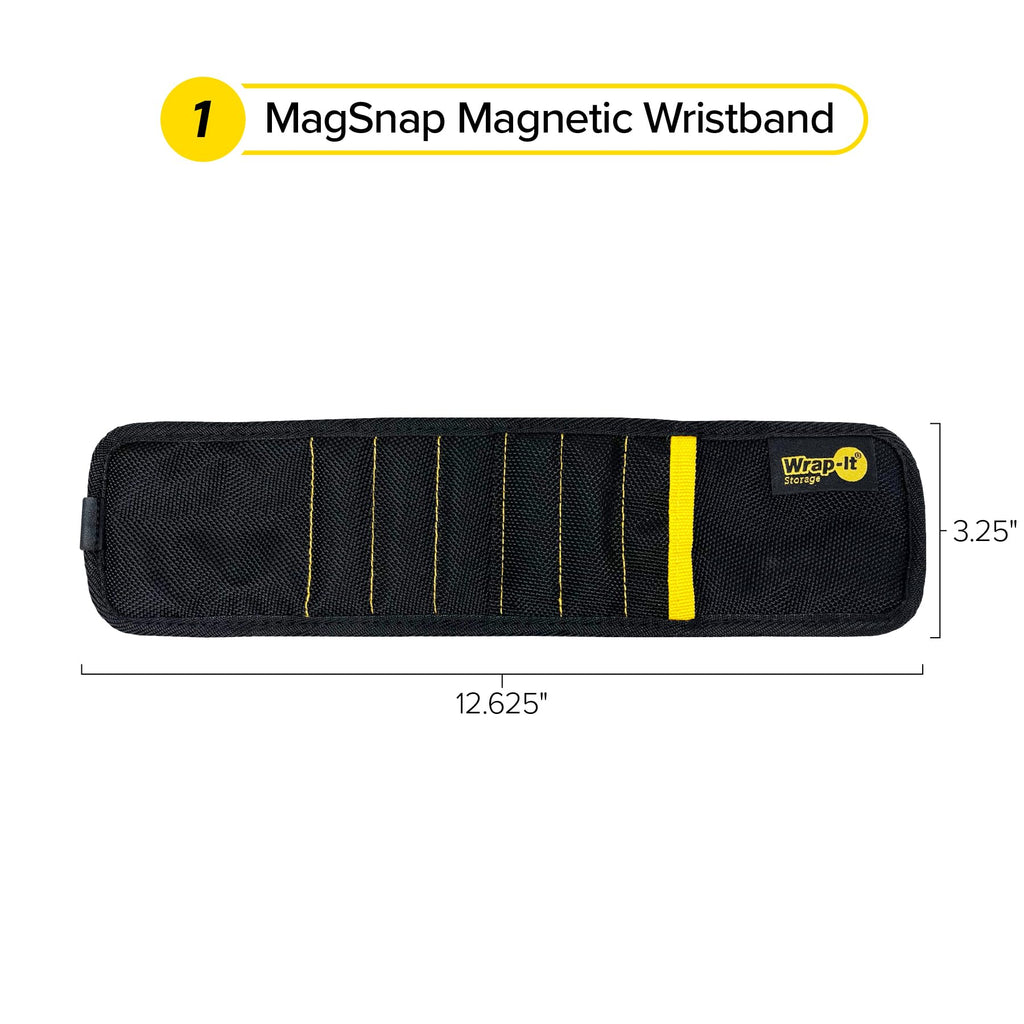 MagSnap Magnetic Wristband by Wrap-It Storage - Black