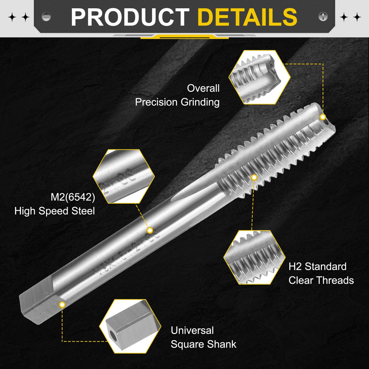 uxcell Hand Plug Tap M9x1.5 H2 Metric Thread Taps Straight Flute HSS6542