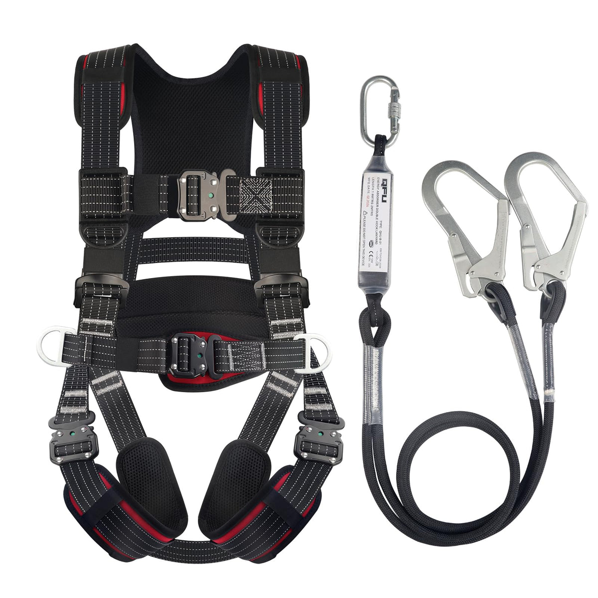 Full Body Safety Harness & Fall Protection Kit with Padded Straps