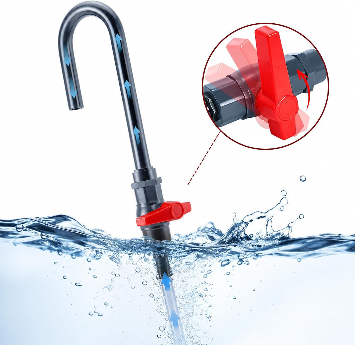 Aquarium Water Changer, PVC Fish Tank Water Filler with Flow Switch