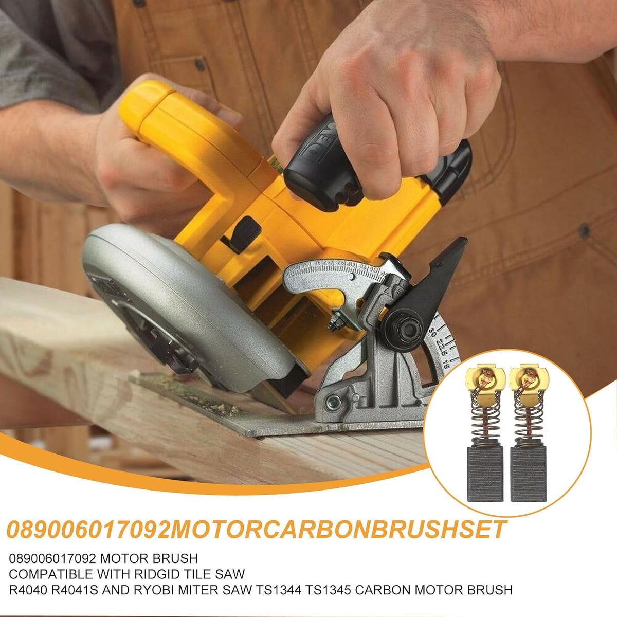 4 Pack 089006017092 Carbon Motor Brush Compatible with Ridgid Tile Saw R4040 R4041S and Ryobi Miter Saw TS1344 TS1345 Carbon Motor Brush