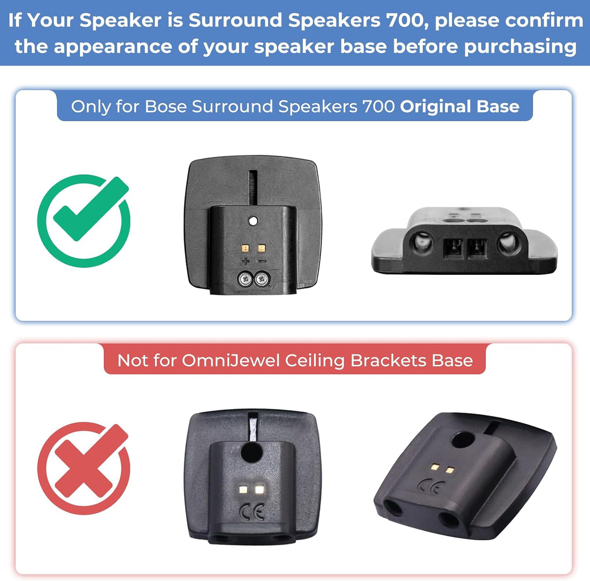 Pack of 1 Height Adjustable Stand for Bose Speaker Stands, with Slideconnect Bracket