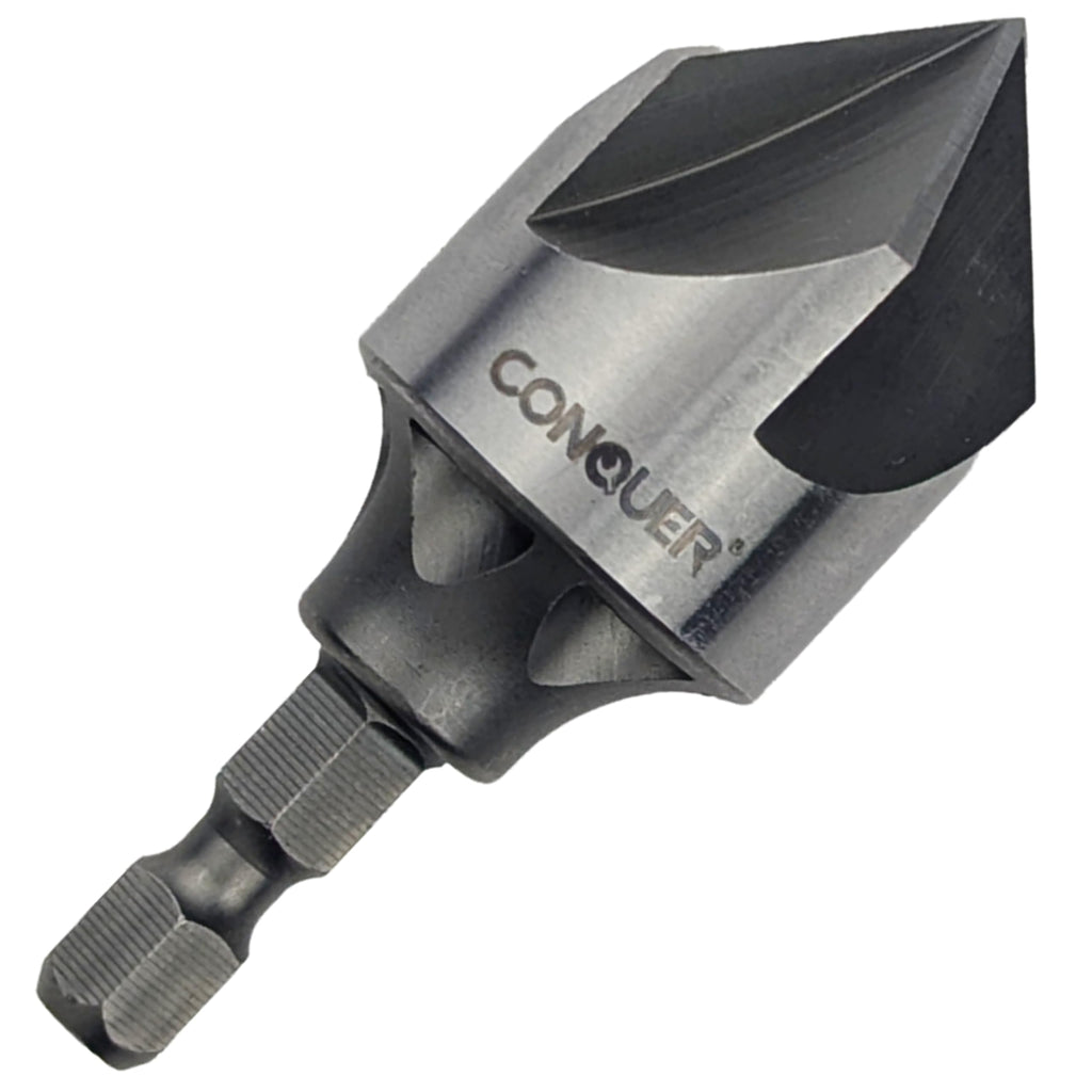 CONQUER 5 Flute Metal Countersink Drill Bit, 1/4" Hex Shank, 5/32"-29/32"