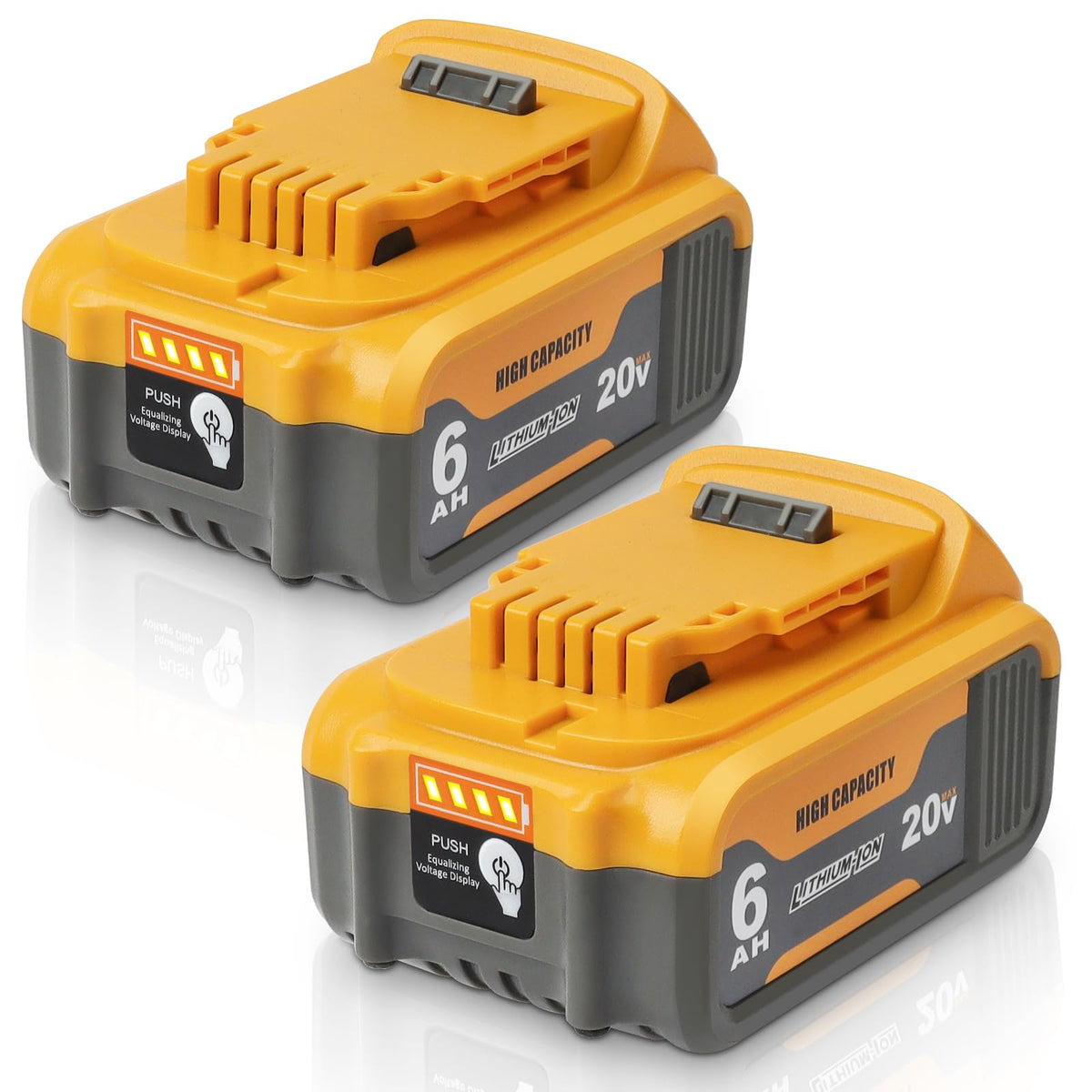 2 Pack 20V 6Ah Replacement Battery Compatible with Dewalt 20V Tool