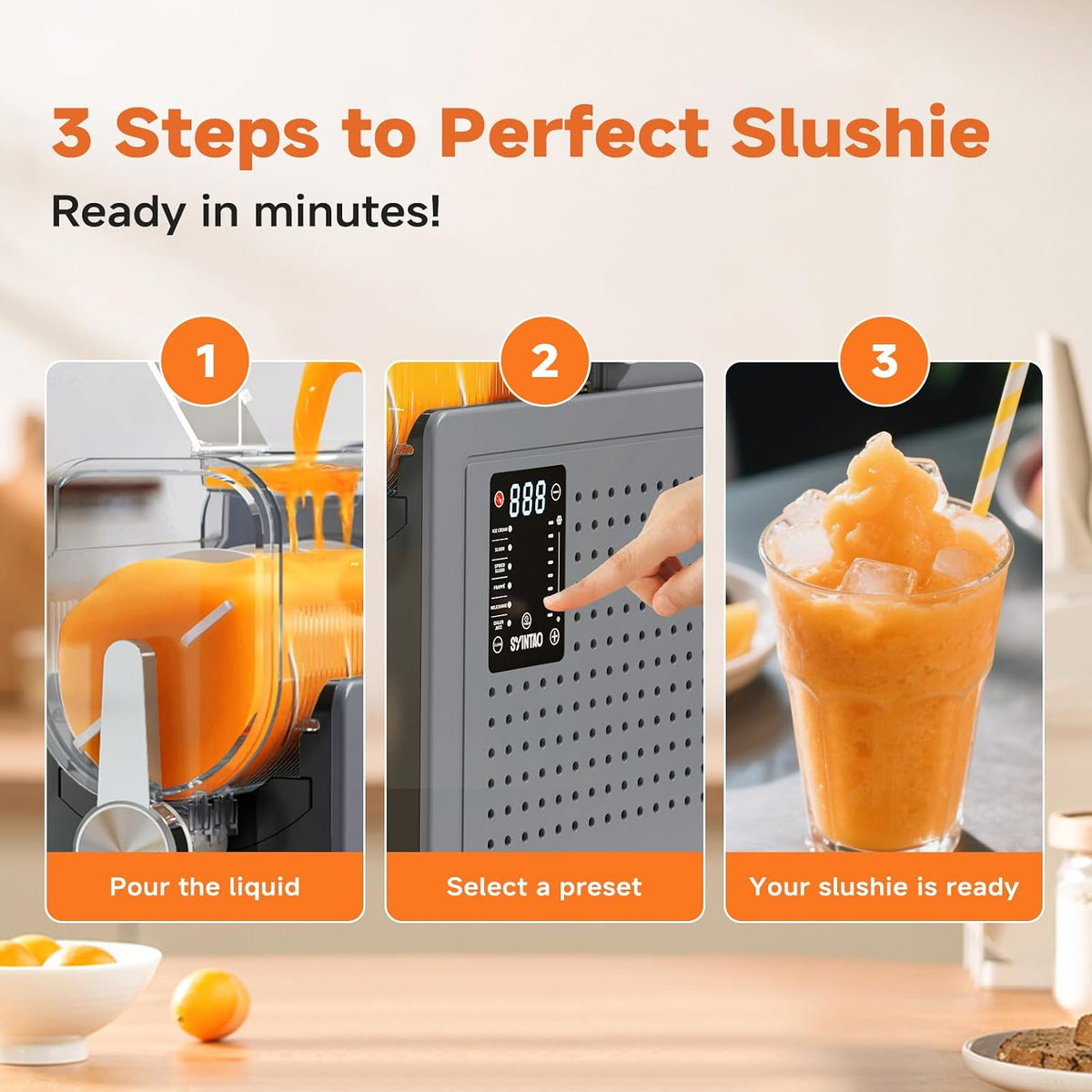 Slushie Machine for Home, Soft Serve Ice Cream Machine, 88oz Vessel Slushy Machine with 6 Preset Programs, Frozen