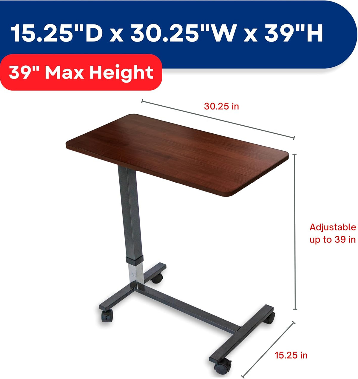 Overbed Table (XL) - Hospital Bed Table for Home or Medical Use