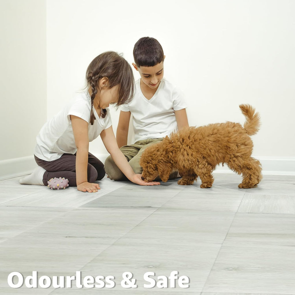 30-Pack Peel and Stick Floor Tiles (30 Sq.Ft), White-Washed Oak