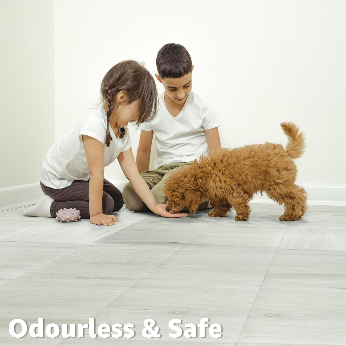 30-Pack Peel and Stick Floor Tiles (30 Sq.Ft), White-Washed Oak