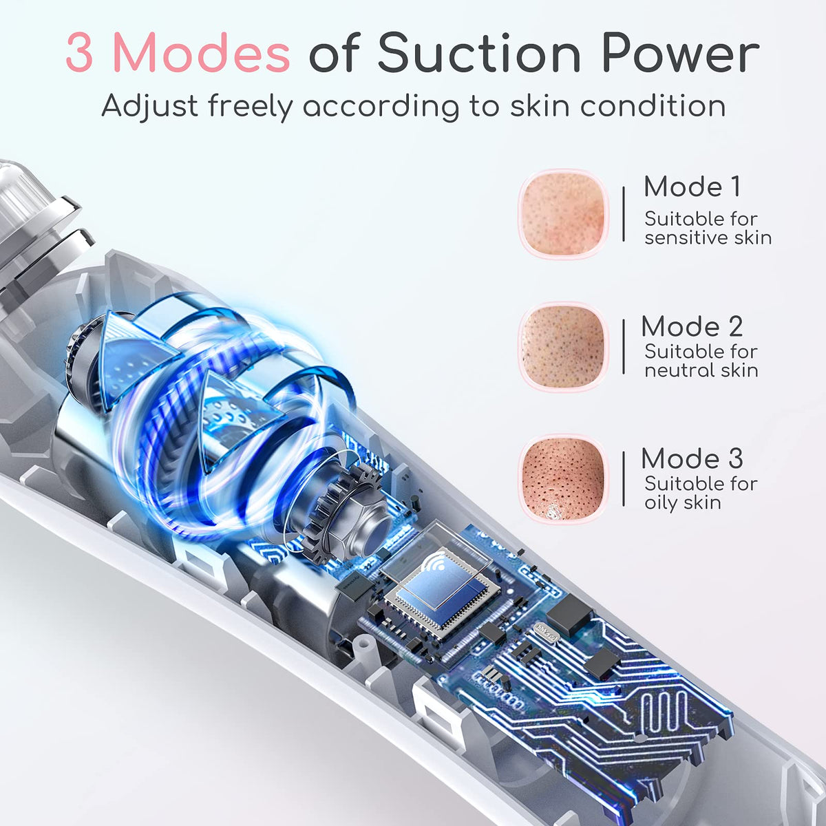 HD Camera USB Blackhead Remover Vacuum, 3 Modes 6 Suction Heads