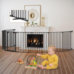 27.5-199" Modular Foldable Baby Playpen & Safety Activity Yard with Locking Walk-Through Gate for Infants & Toddlers