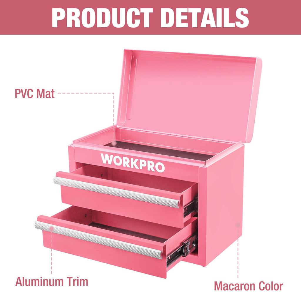 Metal Mini Tool Box with 2 Drawers and Top Storage