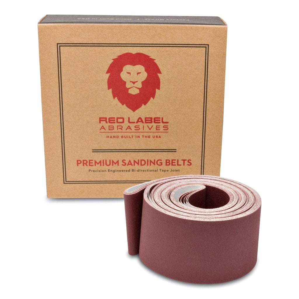 Red Label Abrasives 2 X 72 Inch 120 Grit Flexible Aluminum Oxide Multipurpose Sanding Belts for Woodworking, Leather, Rubber, Plastic, & Light Metal Working - Belt Sand Paper 6 Pack