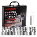 ANGELSWORD M2 HSS Annular Cutter Set 14 Pcs,Cutting Depth 1",Mag Drill Bit