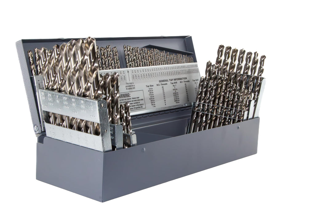 Drill America 115 Piece High Speed Steel Drill Bit Set with Bright Finish (1/16"-1/2", A-Z, #1-#60), D/AP Series