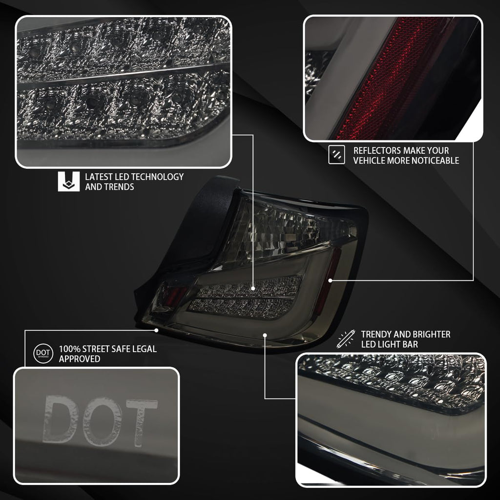 Autozensation Tail Lights For 2011-2013 Scion tC Smoke Left+Right