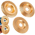 3PCS Wood Carving Disc Set, Tungsten Carbide Grinding Wheel Attachments for 4" & 4.5" Grinders, Wood Shaping Sanding Polishing Discs for Woodworking (Flat + Inclined + Curved, 22mm Arbor, Golden)