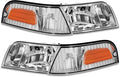 Headlight Fit for 1998-2011 Crown Victoria w/Corner (Chrome,Pair)