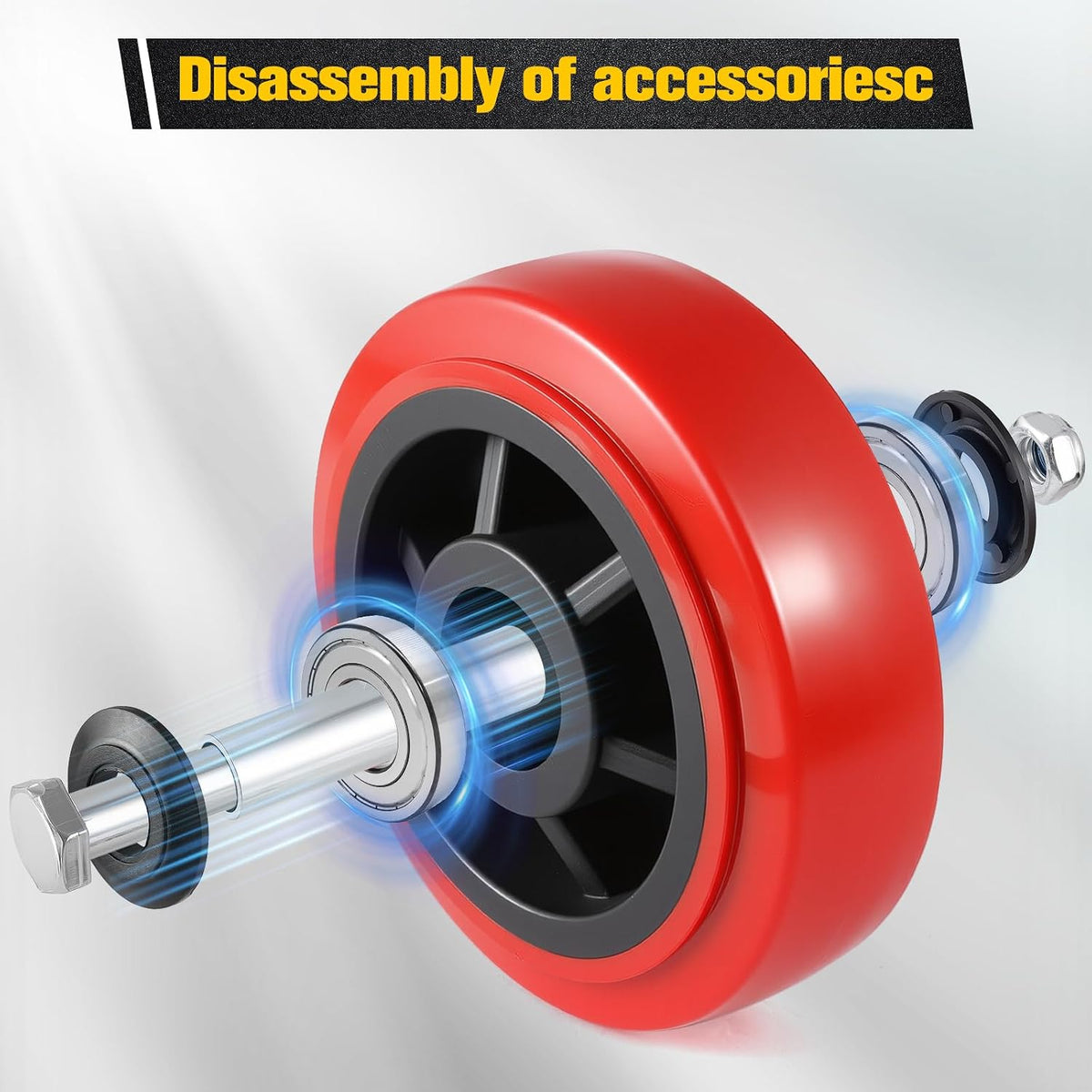 8 Inch Wheels，Heavy Duty Replacement Wheels,Caster Set of 4 Load 5000 Lbs