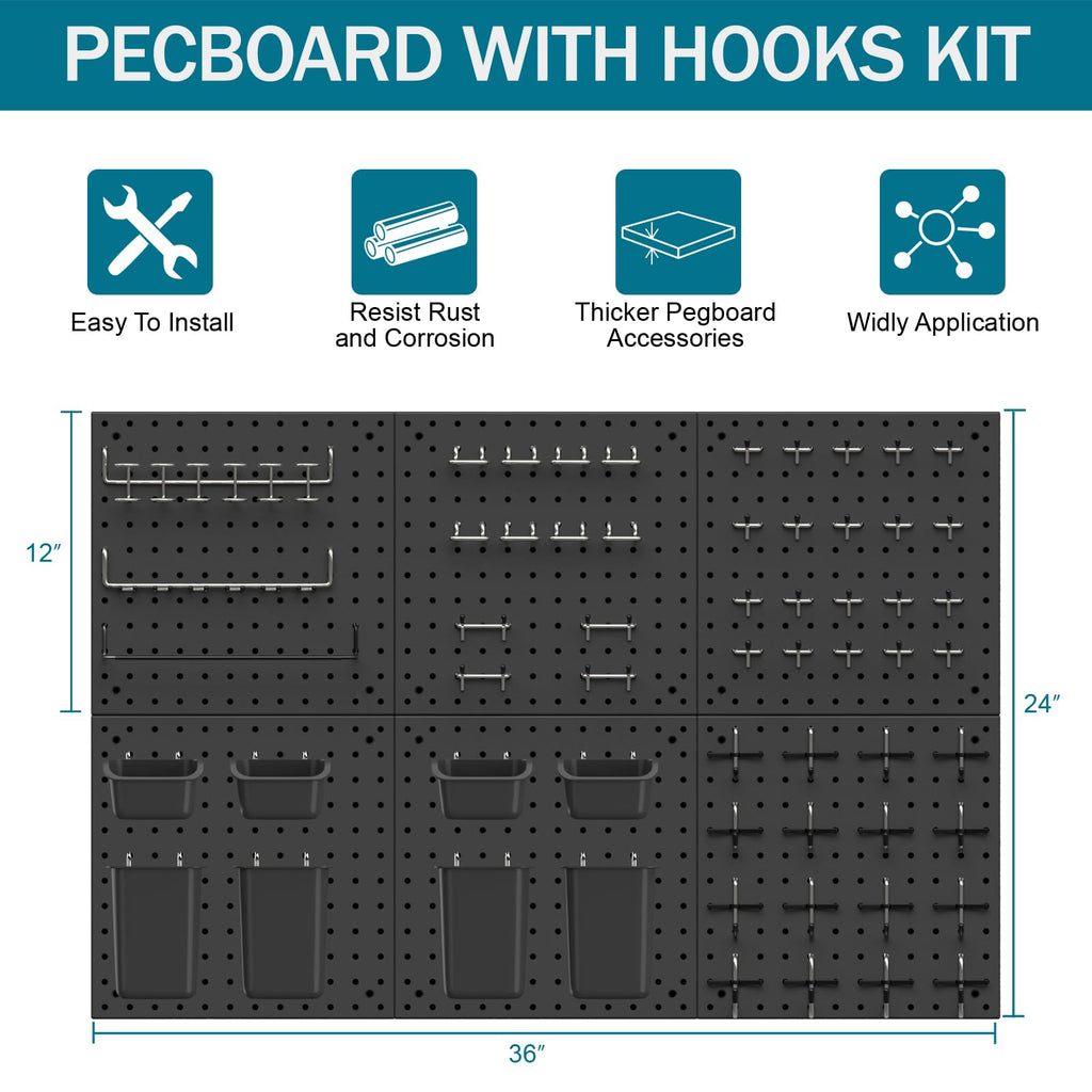Peg Board Kit, Includes Pegboard and Accessories,with Hooks and Bins,Peg Board Wall Organizer for Office,Ornaments