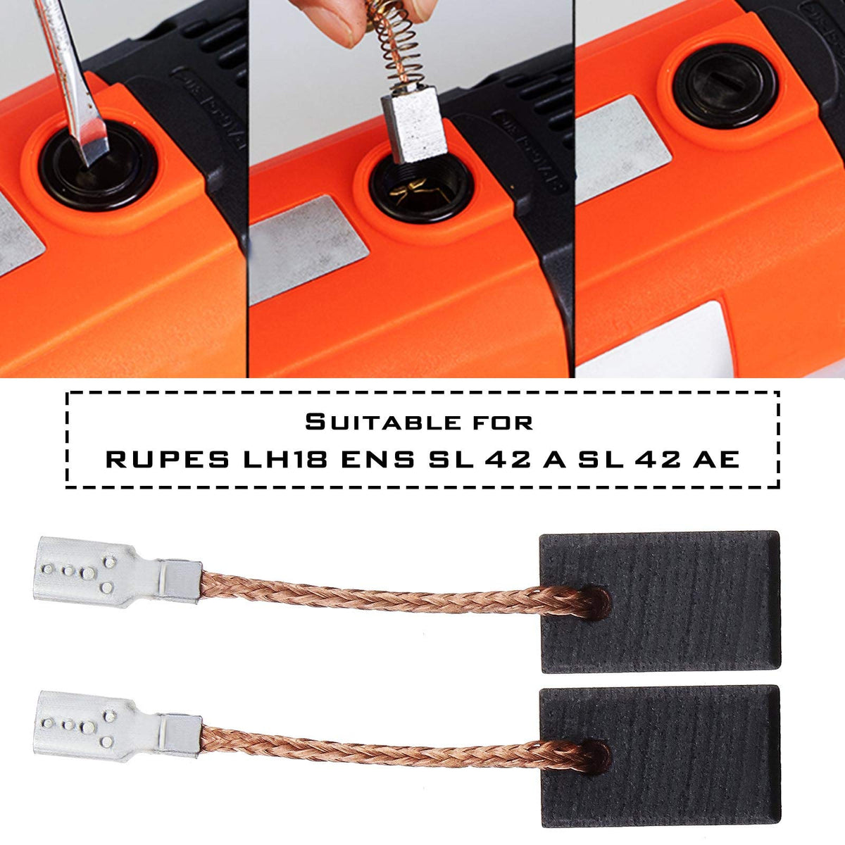 Micro Traders 2 Pairs of Carbon Brushes 6x8x13mm for Rotary Polisher Compatible with RUPES LH 18 EN LH 18 ENS SL 42 A SL 42 AE