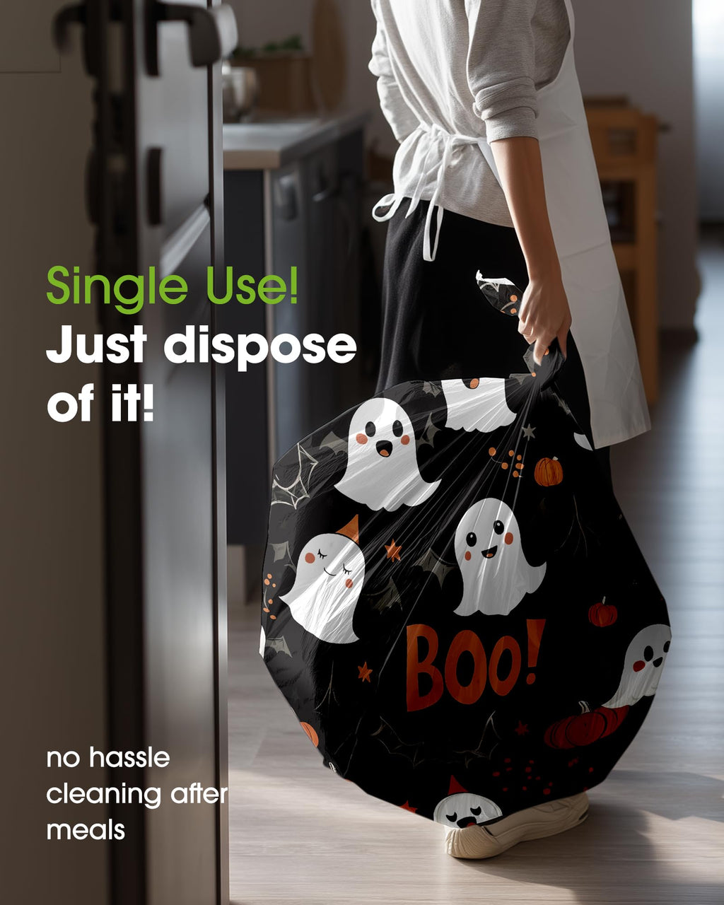 Plastic Table Cloth Disposable 54x108 Inch 10 Pack Halloween Black