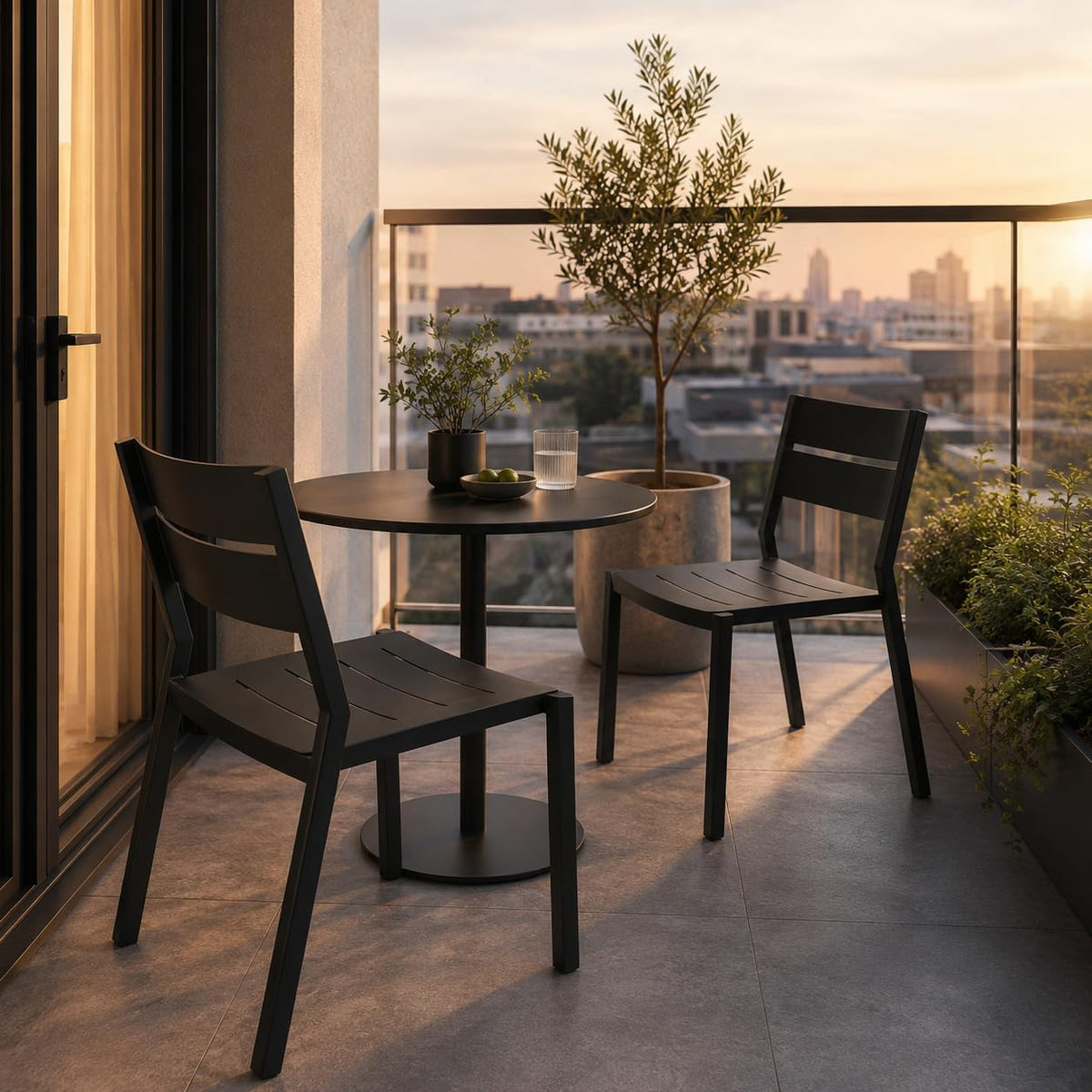 Aluminum Stackable Patio Dining Chairs Set of 4