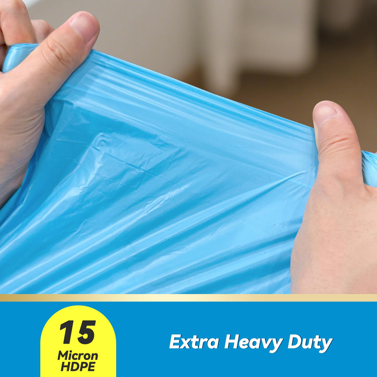 100 Count 15 Micron Extra Thick 4 Gallon Drawstring Small Trash Bags