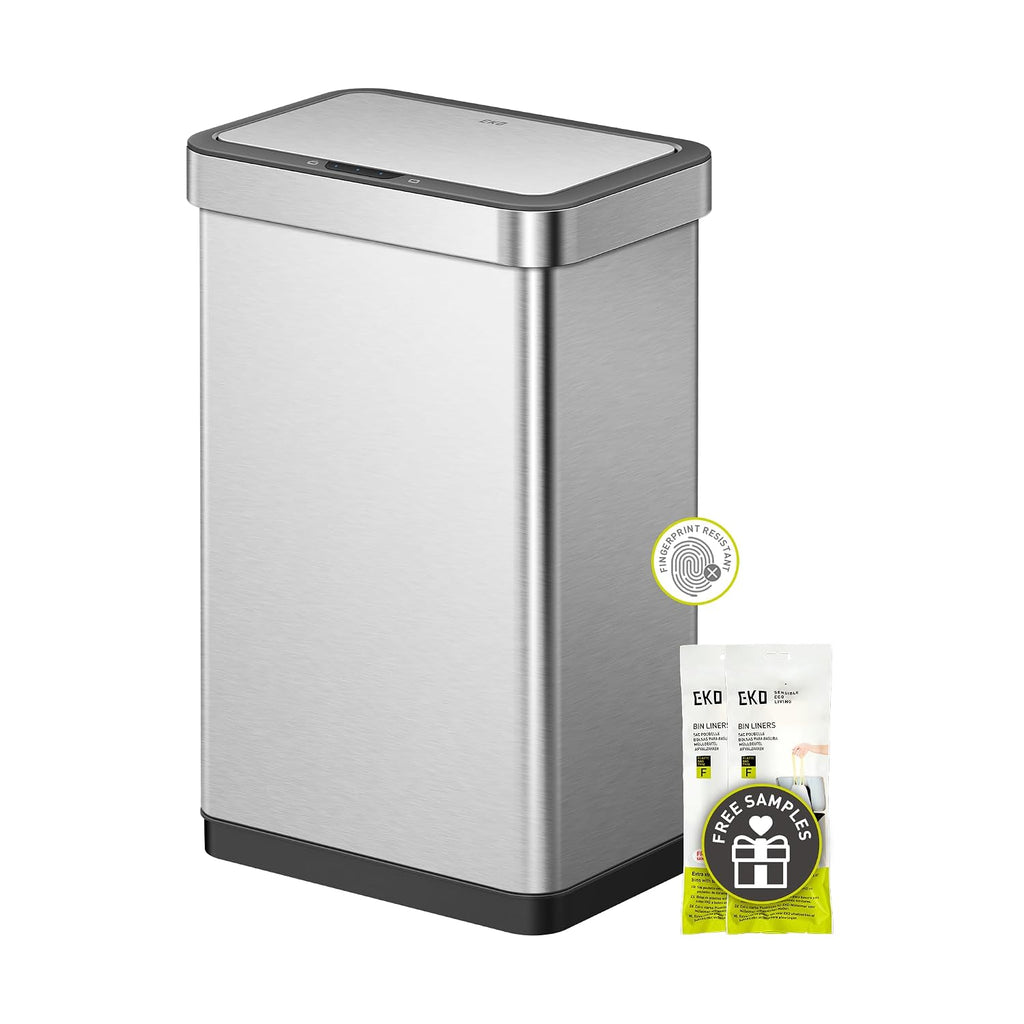 EcoNova 13.2 Gallon/ 50L Automatic Sensor Kitchen Trash Can or Recycling Bin, Stainless Steel Touchless Garbage Bin